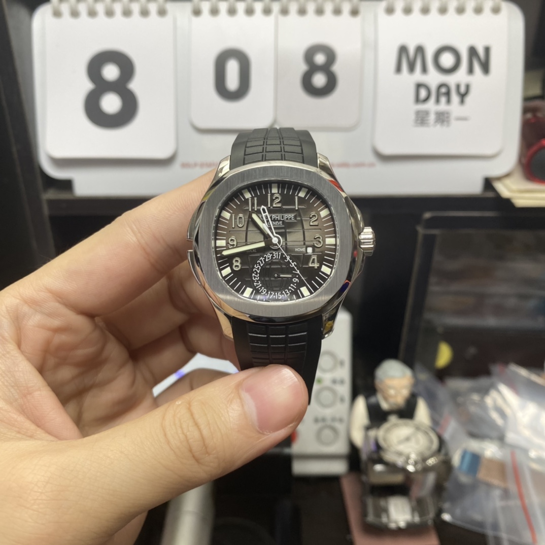 Patek Philippe Aquanaut Travel Time series 5164A-001, GMT Dual Time Function, 40.8mm Size.