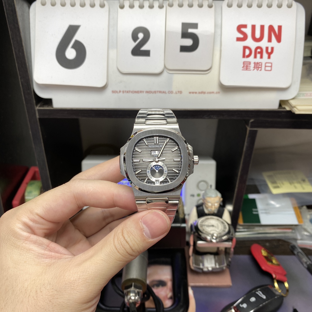 Patek Philippe Nautilus series 57261A-001, Grey Dial Steel Bracelet, Multi-Function Perpetual Calendar Watch, 40.5mm size.