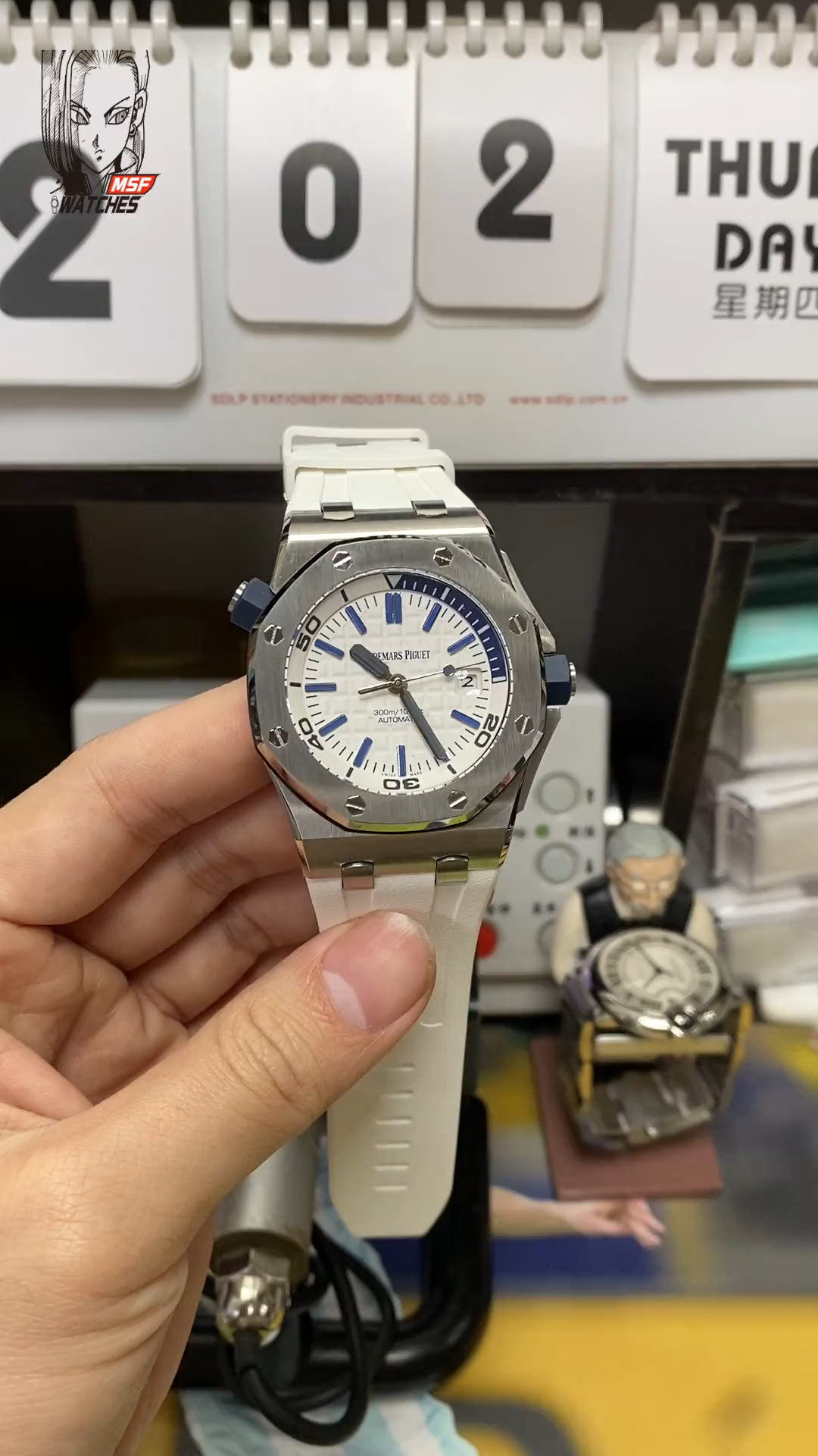 Audemars Piguet Royal Oak Offshore Series 15710ST.OO.A010CA.01, White Dial White Rubber Strap, 42mm size.