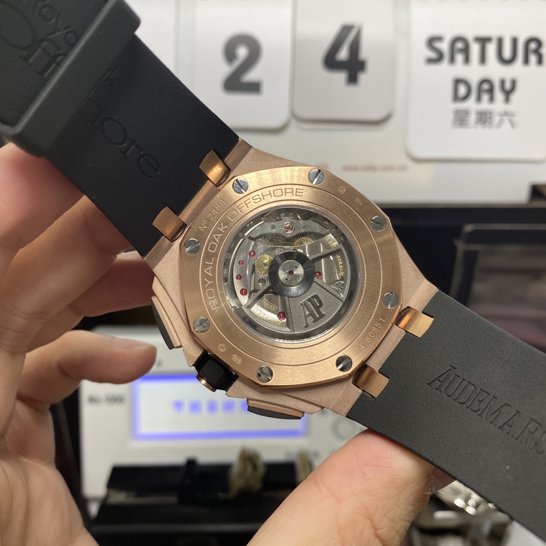 Audemars Piguet Royal Oak Offshore Series 26400RO.OO.A002CA.01, Rose Gold Case Ceramic Bezel, 44mm Size.