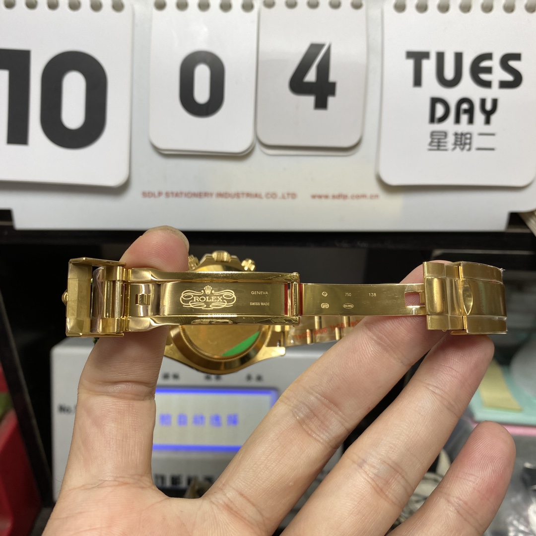 Rolex Cosmograph Daytona Series m116508-0004, Full Gold Case Black Dial Arabic Numerals, 40mm size.