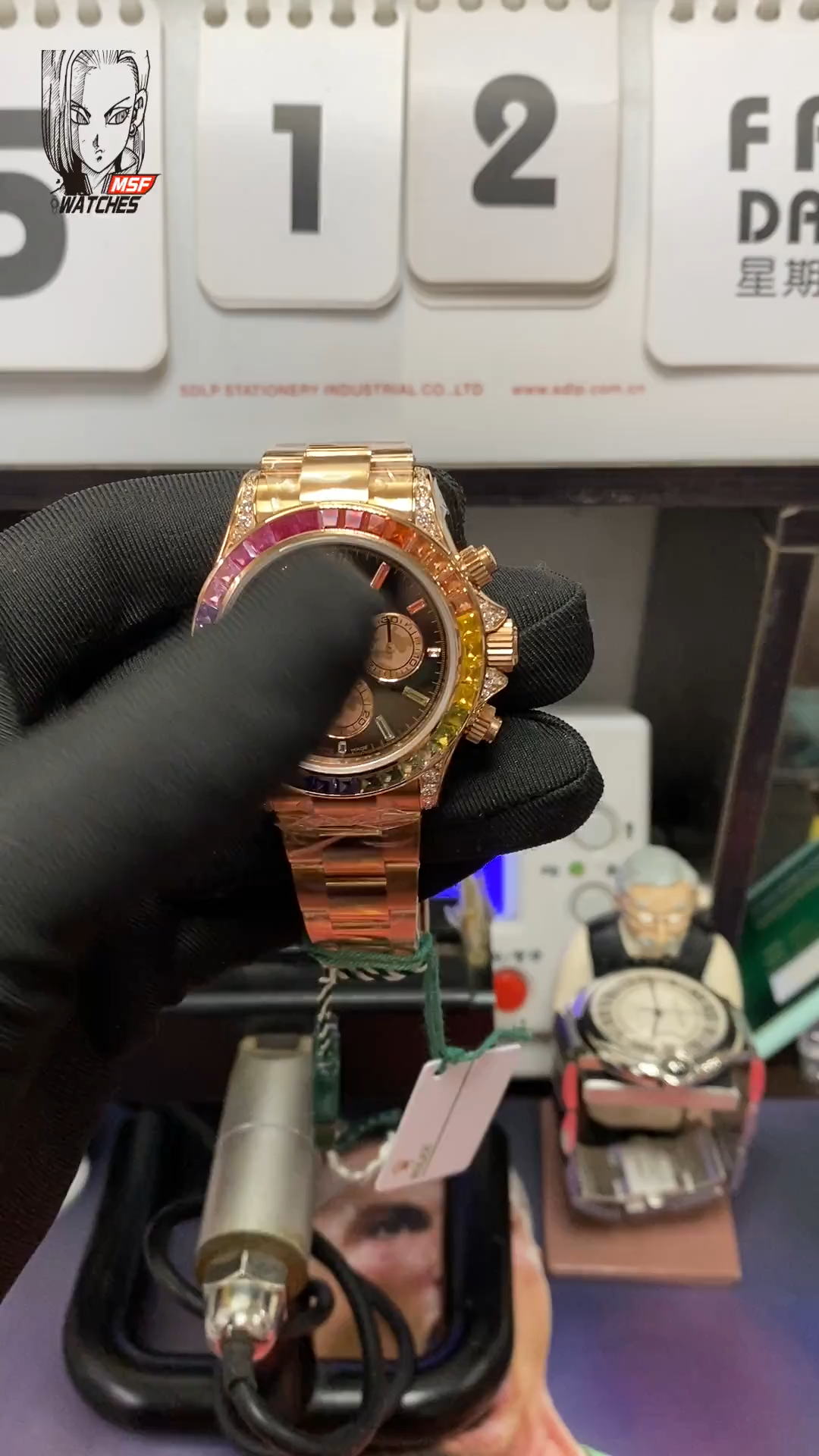 Rolex Daytona series 116588 TBR, RAINBOW DAYTONA ROSE Gold Case,GEM SCALE 40mm size.