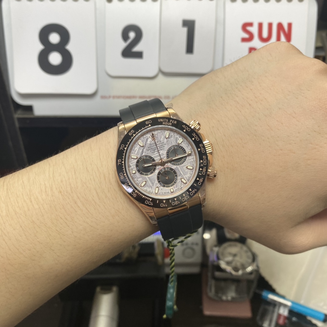 Rolex Cosmograph Daytona Series m116515ln-0055, Rose Gold Case Meteorite Dial, 40mm size.