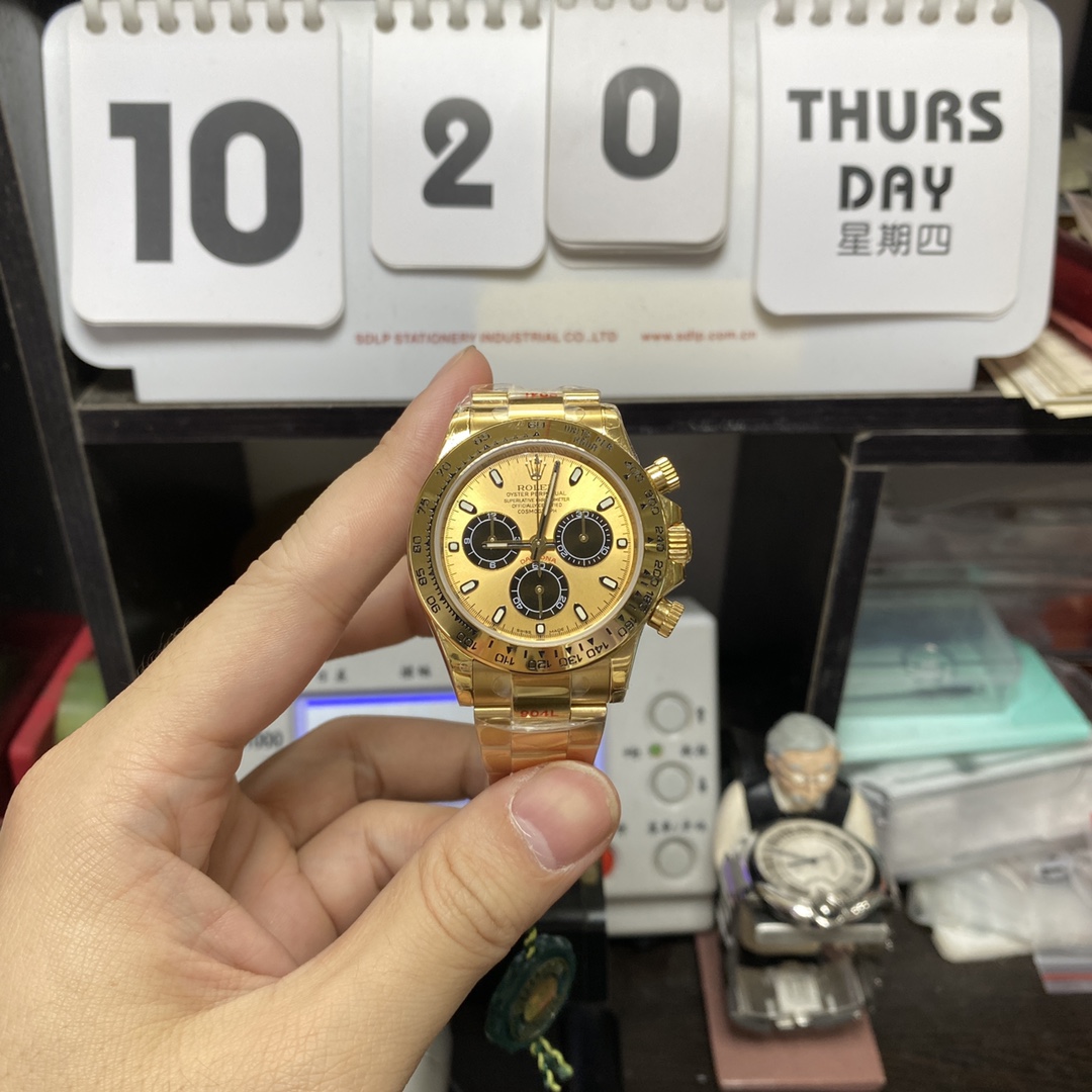 Rolex Cosmograph Daytona Series m116508-0014, Full Gold Case Gold Dial Stick Hour Markers, 40mm size.