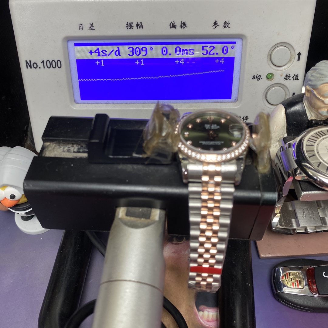 Rolex Datejust series m278383rbr-0030, Two-Tone Gold Case with Green Dial and Diamond Bezel, 31mm size, Jubilee bracelet.