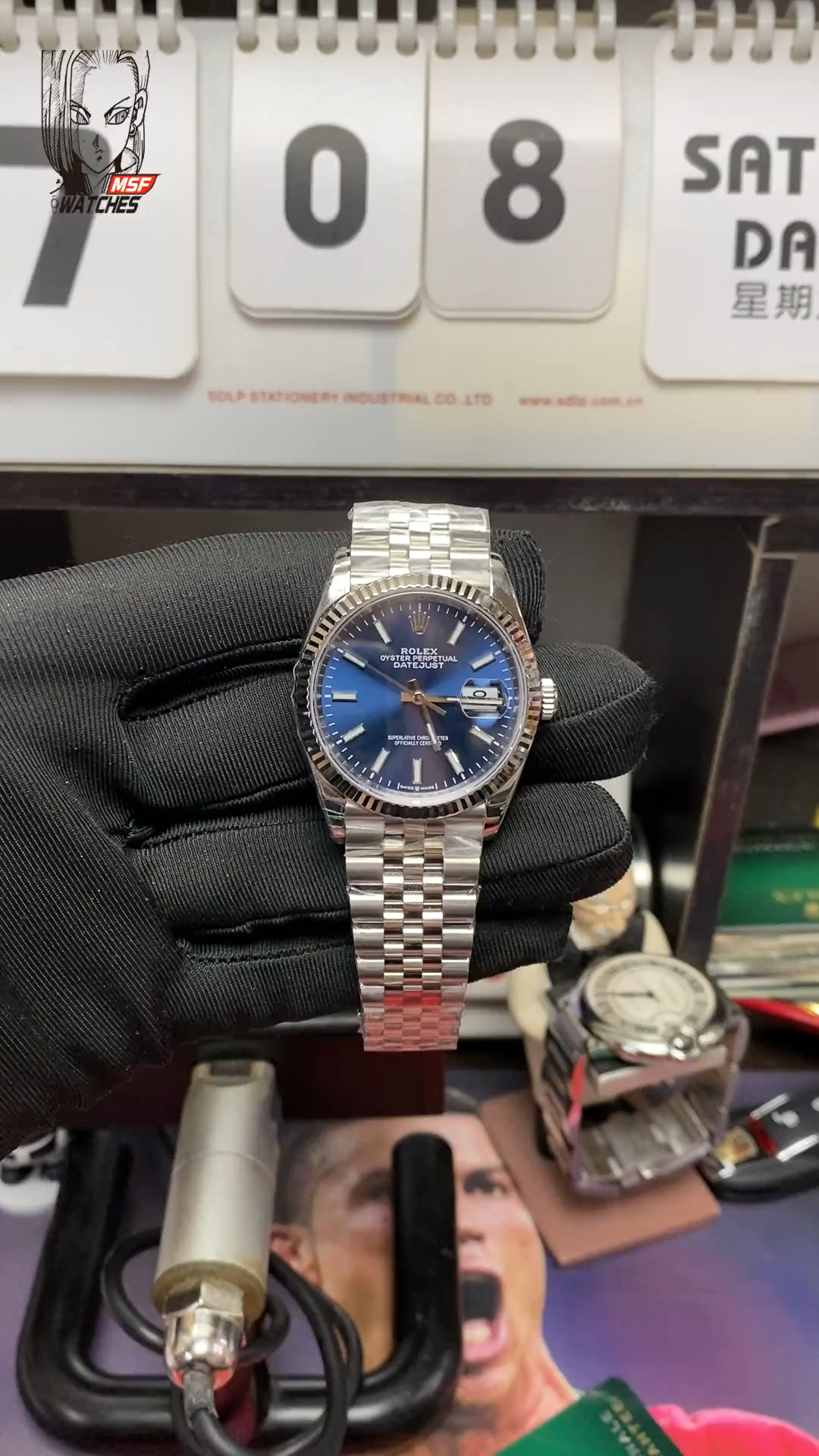 Rolex Datejust Series m126234-0017, Blue Dial with Fluted Bezel, 36mm size, Jubilee stainless steel bracelet.