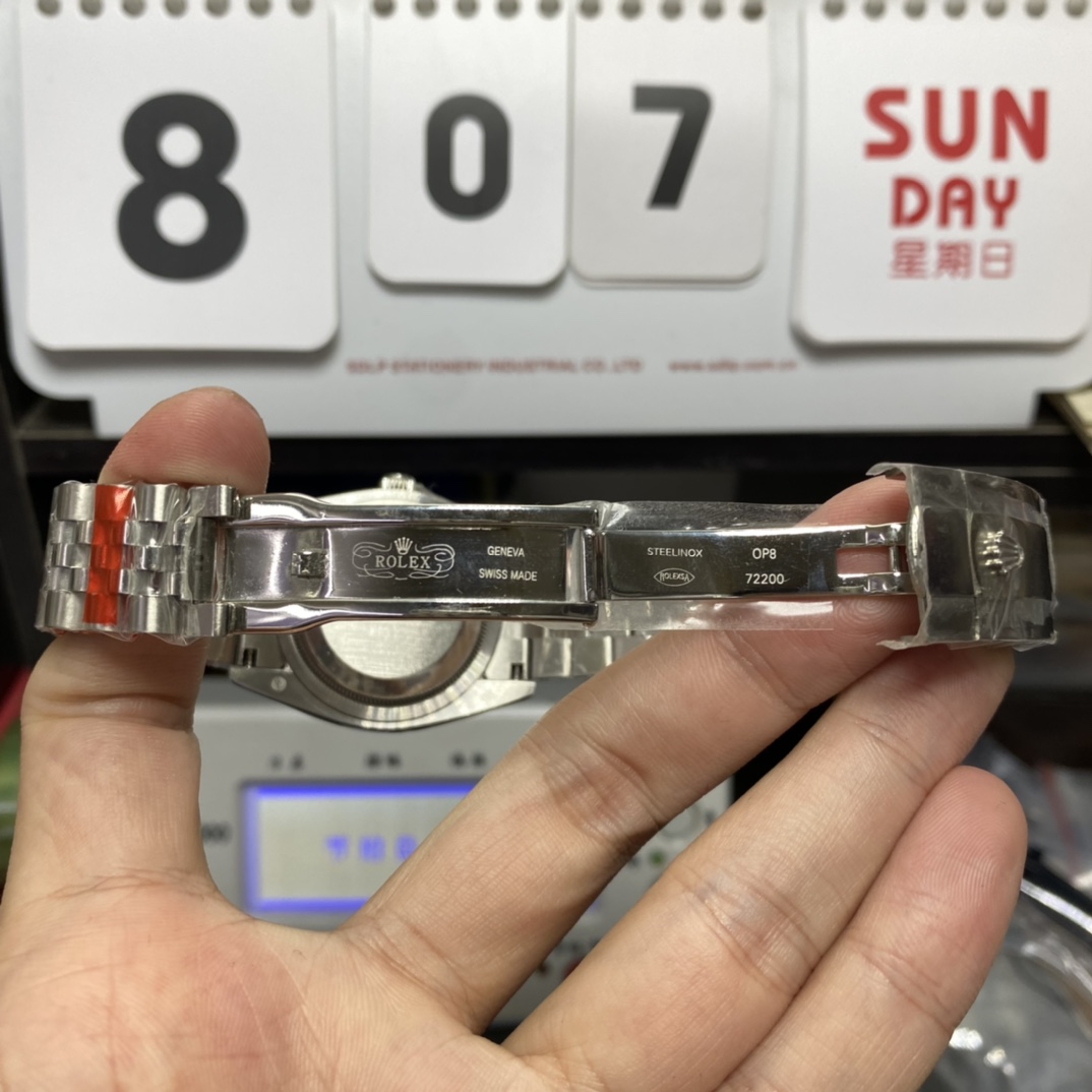 Rolex Datejust Series m126234-0019, White Mother-of-Pearl Dial with Diamond Hour Markers, 36mm size, Jubilee stainless steel bracelet.