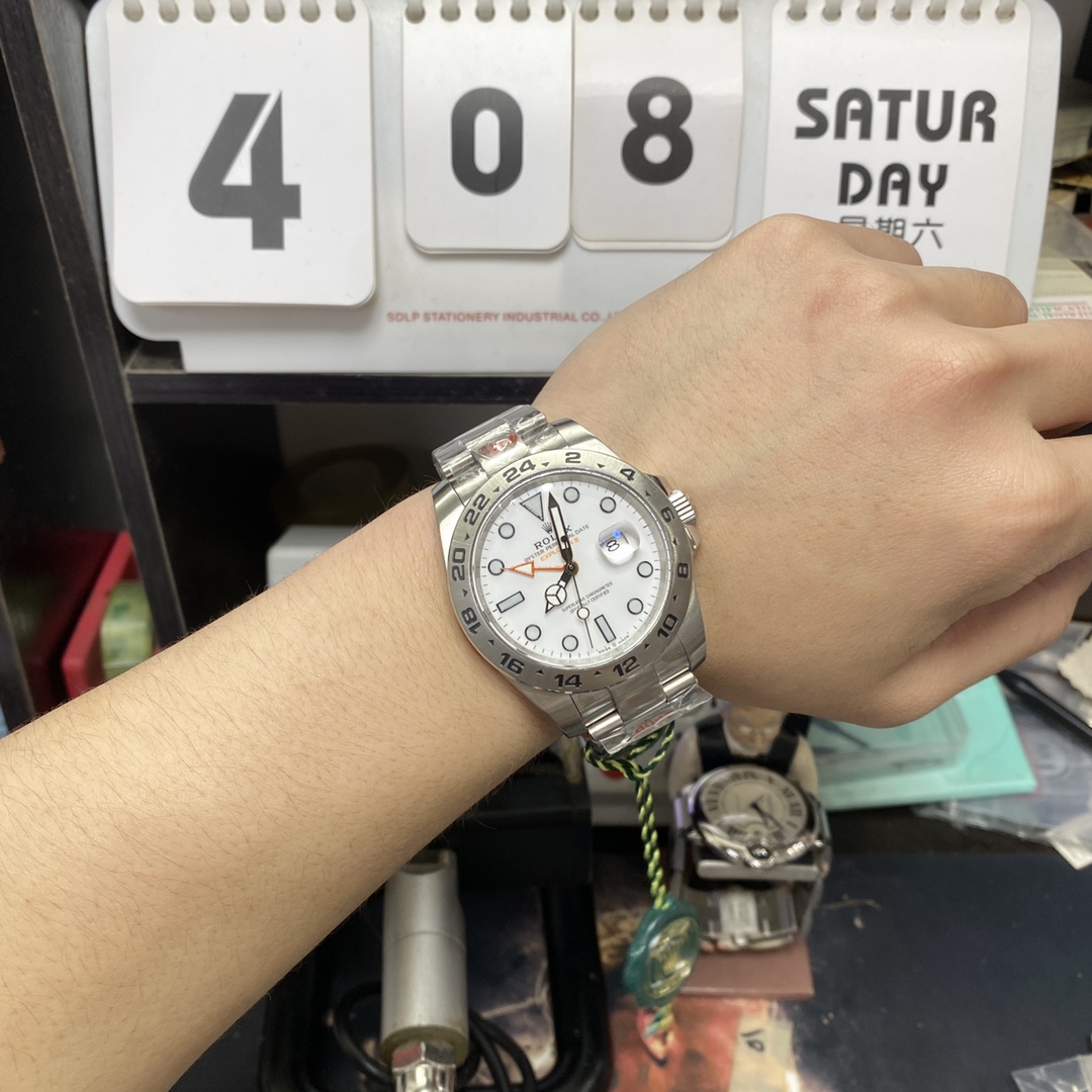 Rolex Explorer II GMT series m216570-0001, white Dial, 42mm size, Stainless Steel Bracelet.