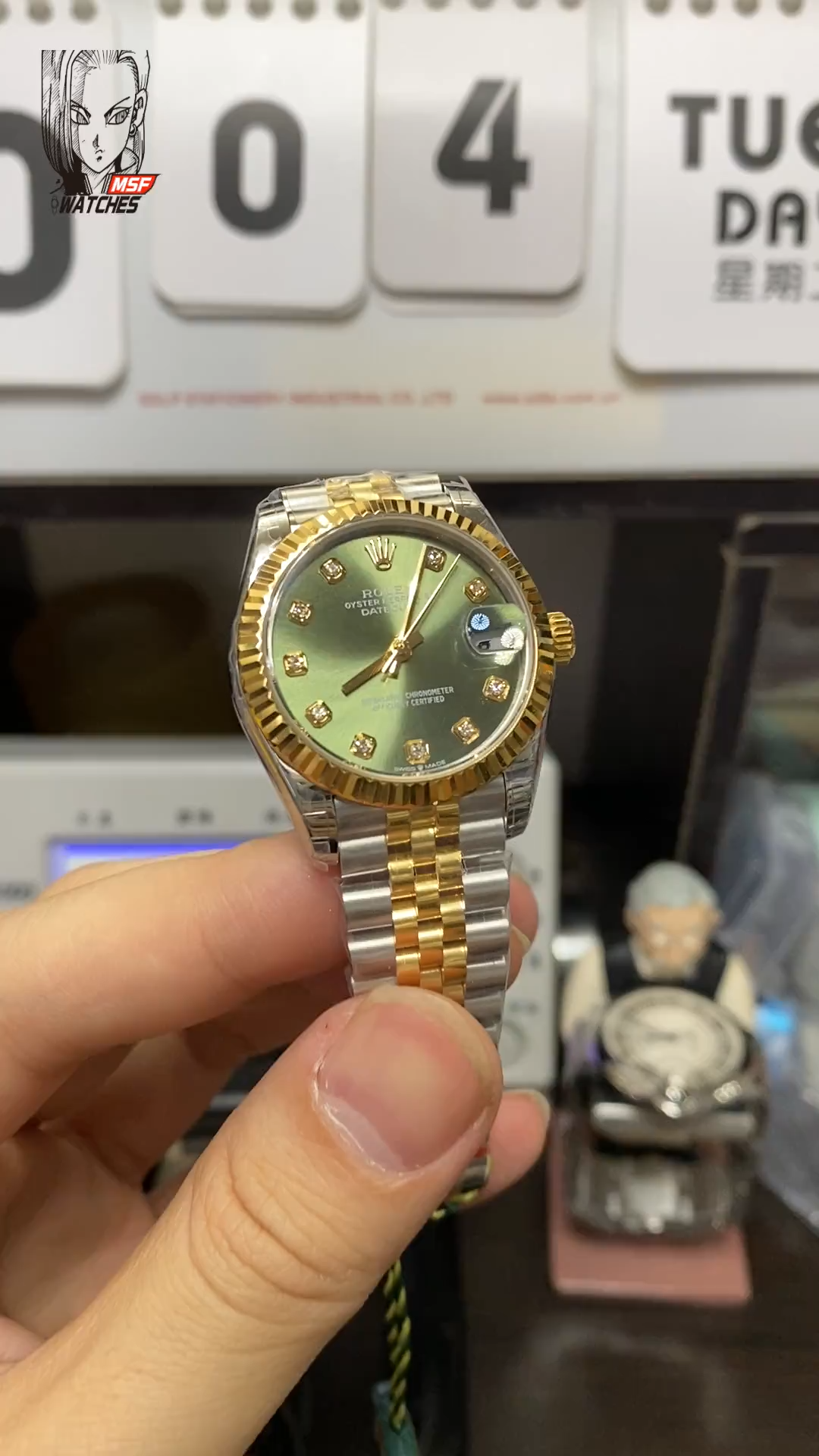 Rolex Datejust Series m278273-0030, Mint Green Dial Two-Tone Gold Case, 31mm size, Jubilee stainless steel bracelet.