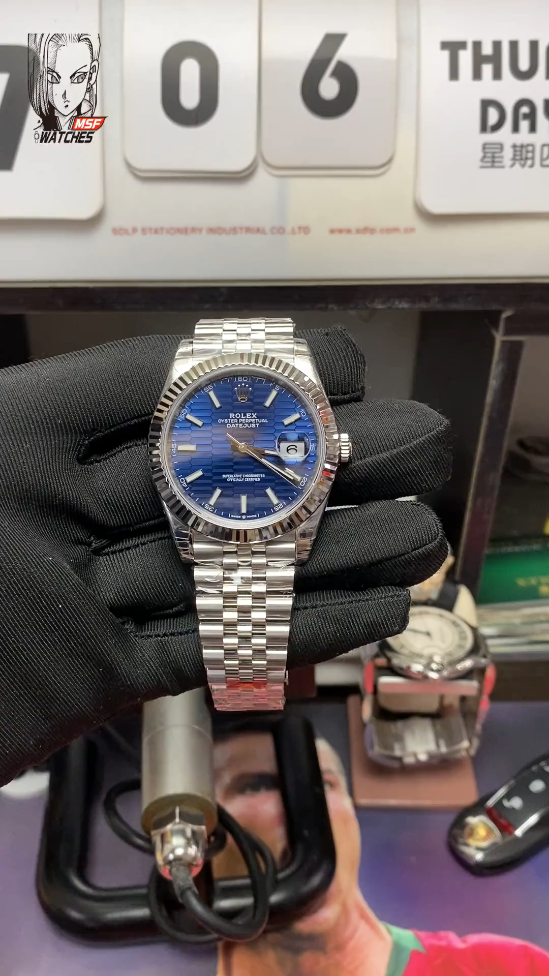 Rolex Datejust series m126334-0032, Blue Checkerboard Dial, 41mm size, Jubilee stainless steel bracelet.