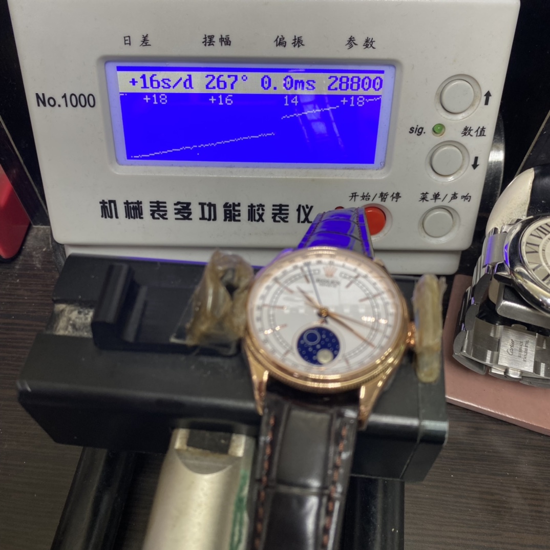 Rolex Cellini Series m50535-0002, Moonphase Watch with a White Dial Rose Gold Case Meteorite Moonphase, 39mm Size.