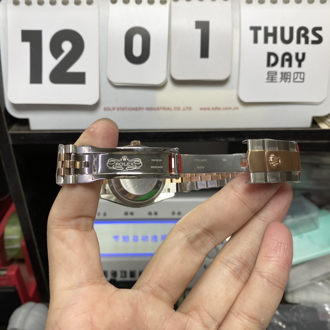 Rolex Datejust Series  Pink Dial with 18k rose gold case 36mm Size, Five-Link Steel Bracelet.