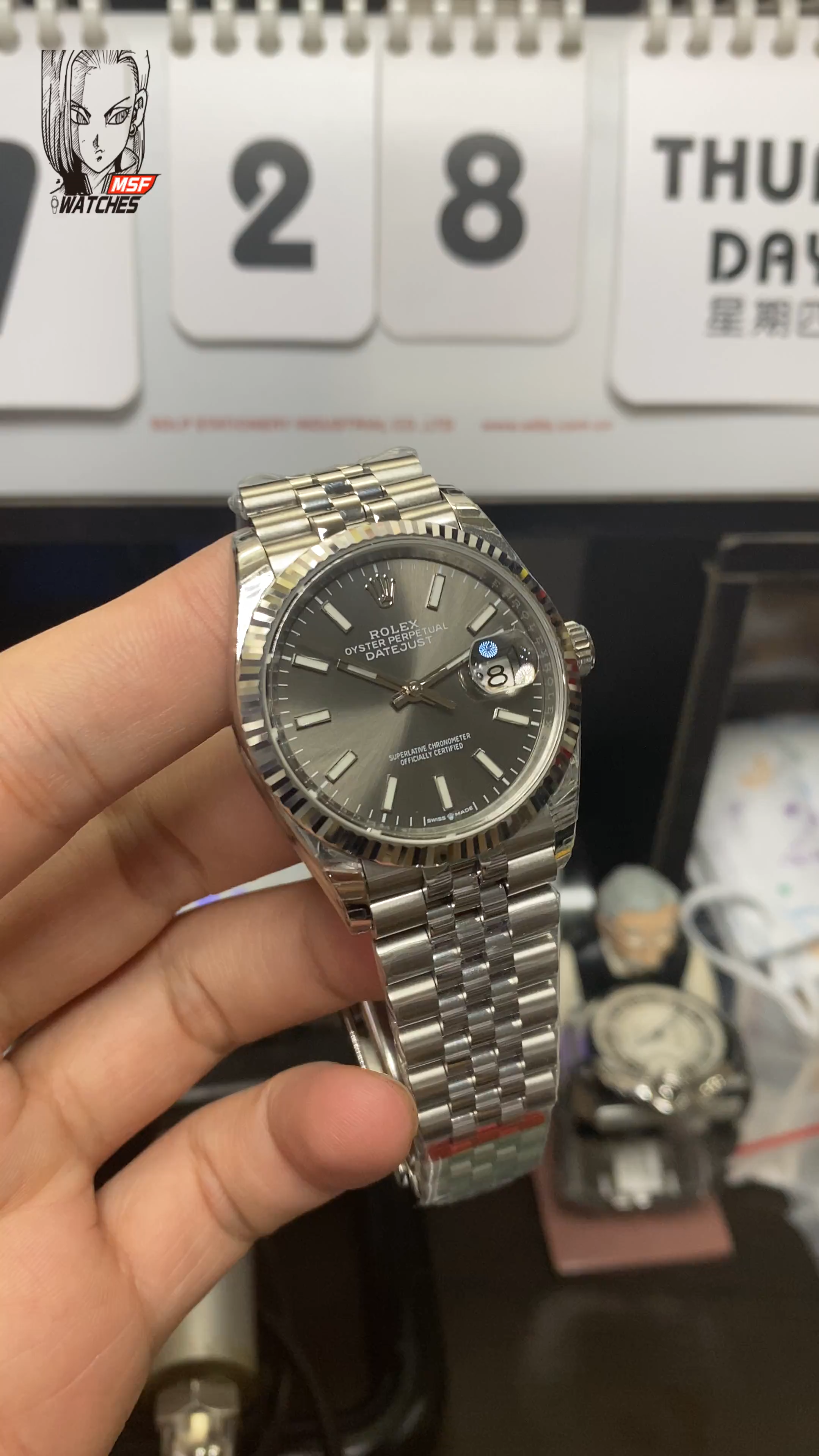 Rolex Datejust series grey DIAL outer ring dog tooth ring size 36mm Size