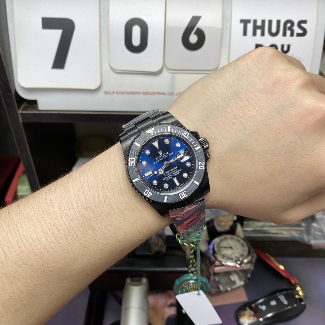Rolex Submariner series BLAKEN MODIFY All carbon fiber CASE with 3135 blue spring mechanical movement 40MM SIZE