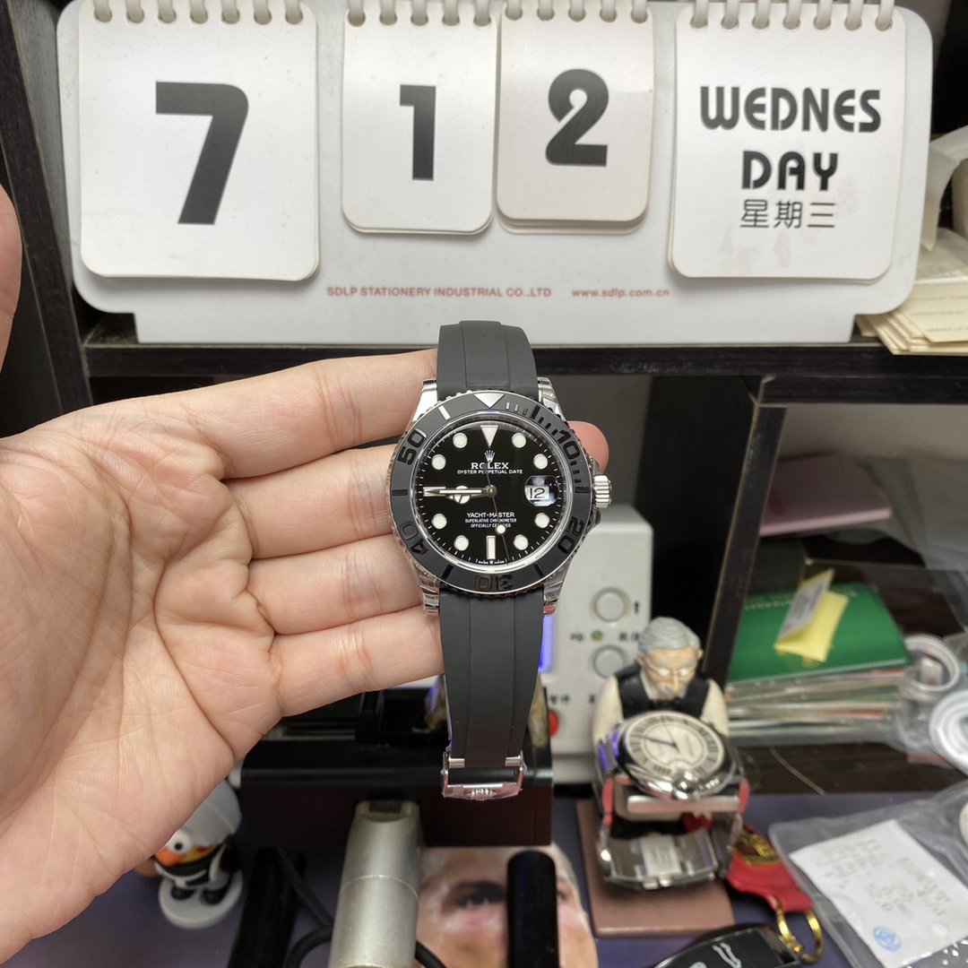 Rolex Yacht-Master Series m226659-0002, Platinum with Black Dial Black Ceramic Bezel, 42mm Size.