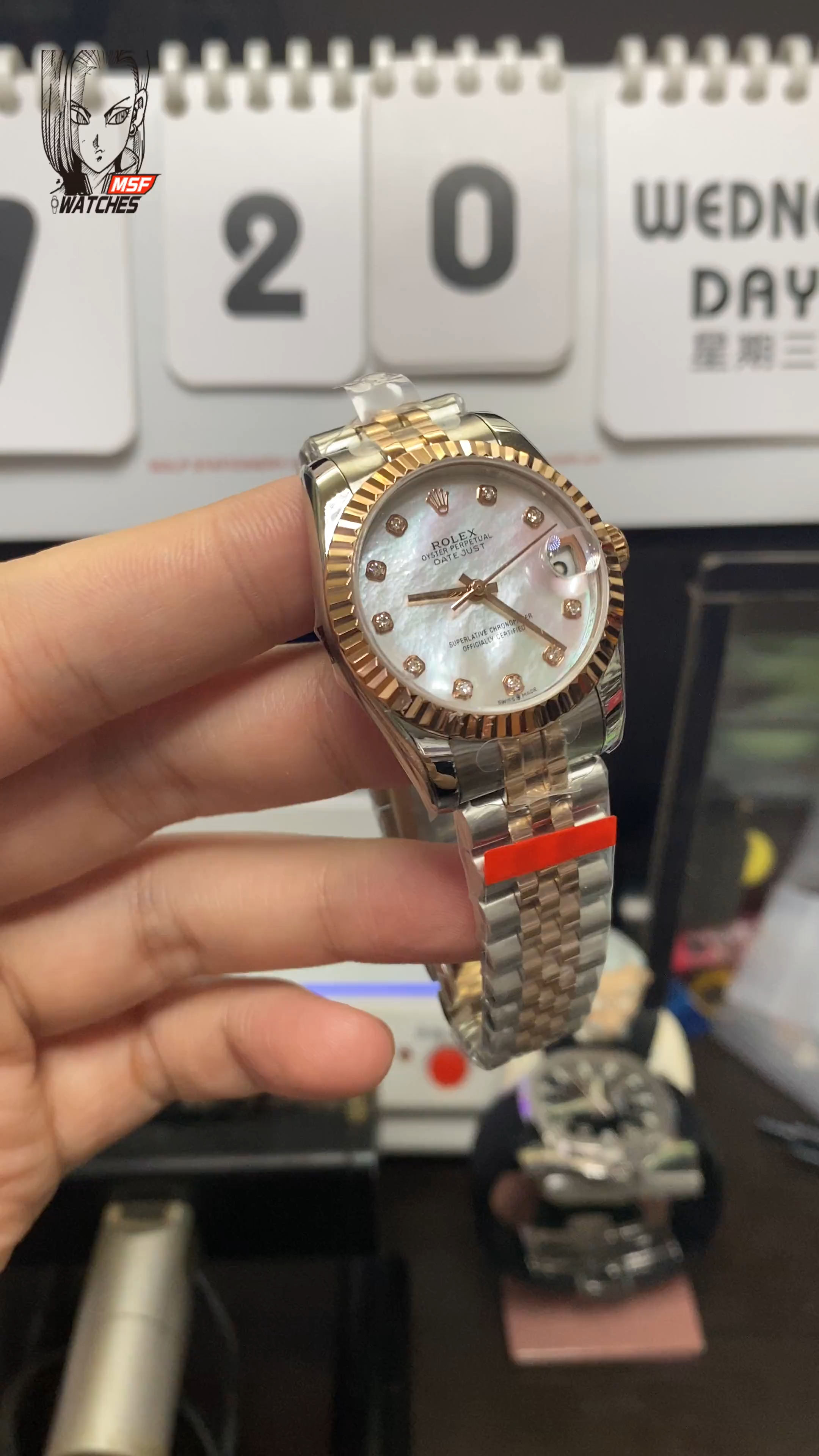 Rolex Datejust series m278273-0028, Two-Tone Gold Case with Mother-of-Pearl Dial, 31mm size.