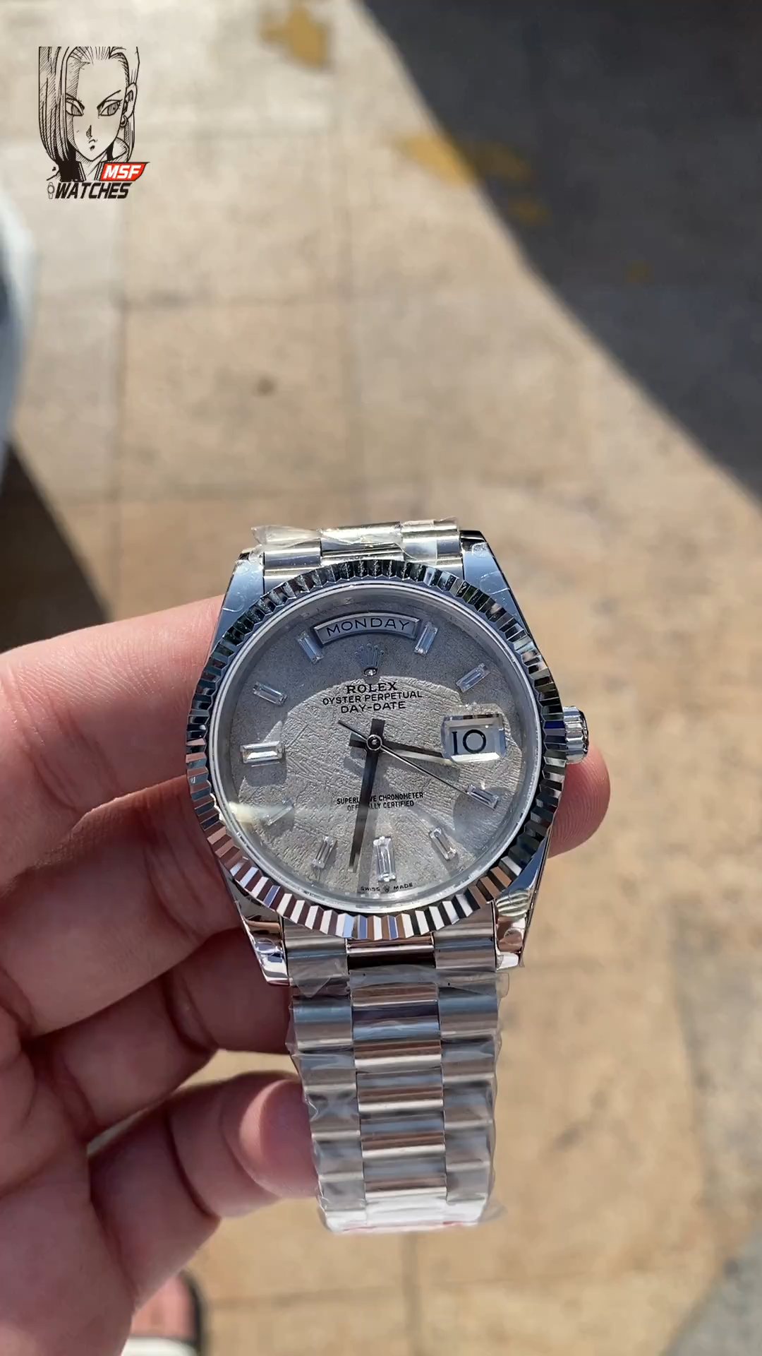 Rolex Day-Date Series m228239-0055, White Gold Genuine Meteorite Dial, 40mm Size.