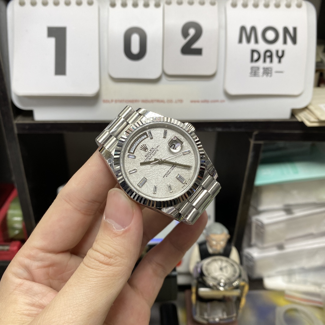 Rolex Day-Date Series m228239-0055, White Gold Genuine Meteorite Dial, 40mm Size.