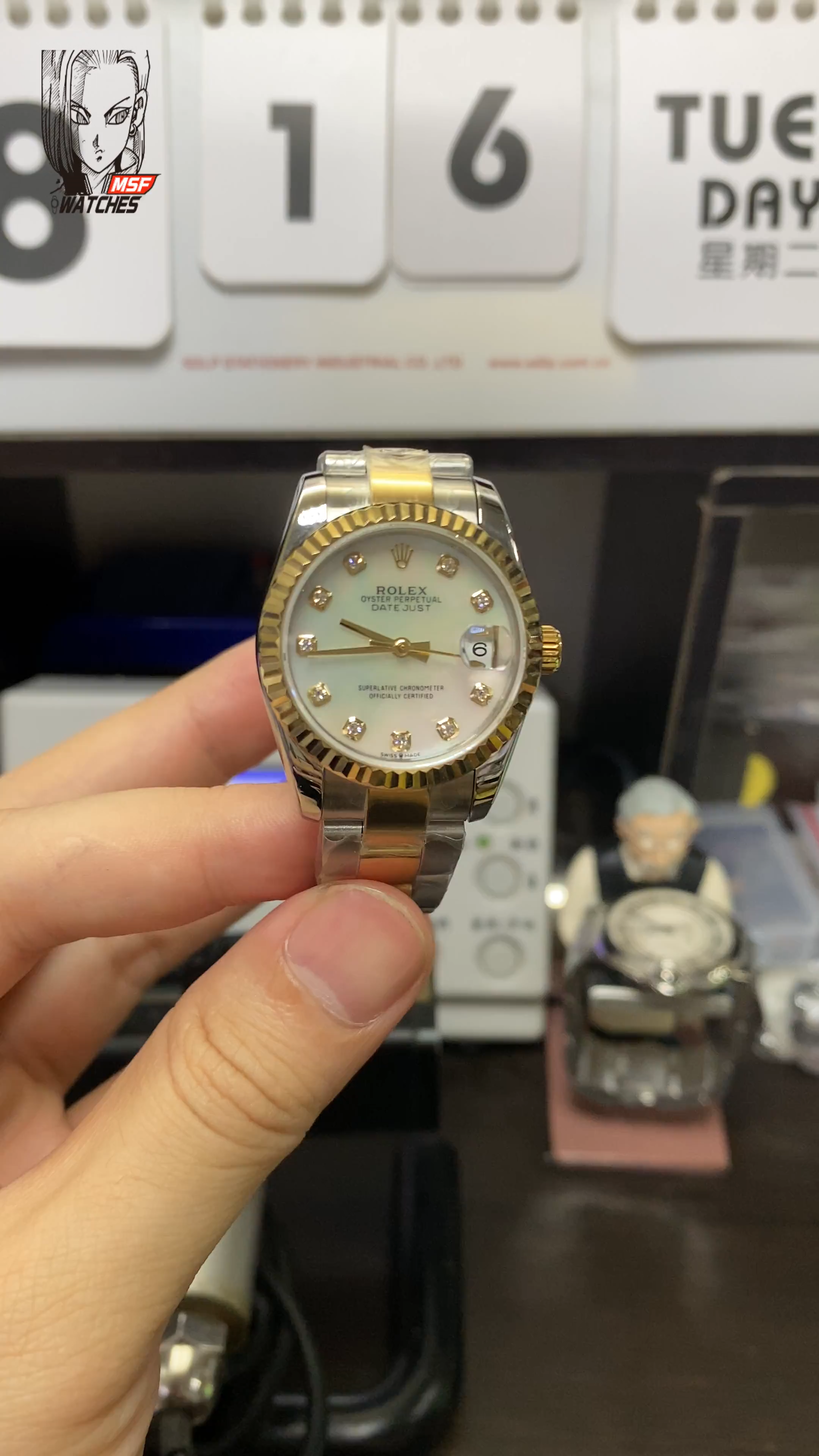 Rolex Datejust Series m278273-0027, Mother-of-Pearl Dial with Diamond Hour Markers Fluted Bezel, 31mm size, Oyster stainless steel bracelet.