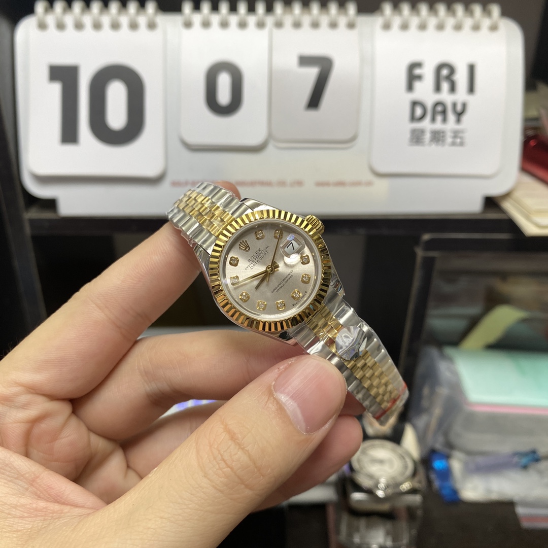 Rolex Datejust Series Intergold shell white square drill graduated, 28mm Size