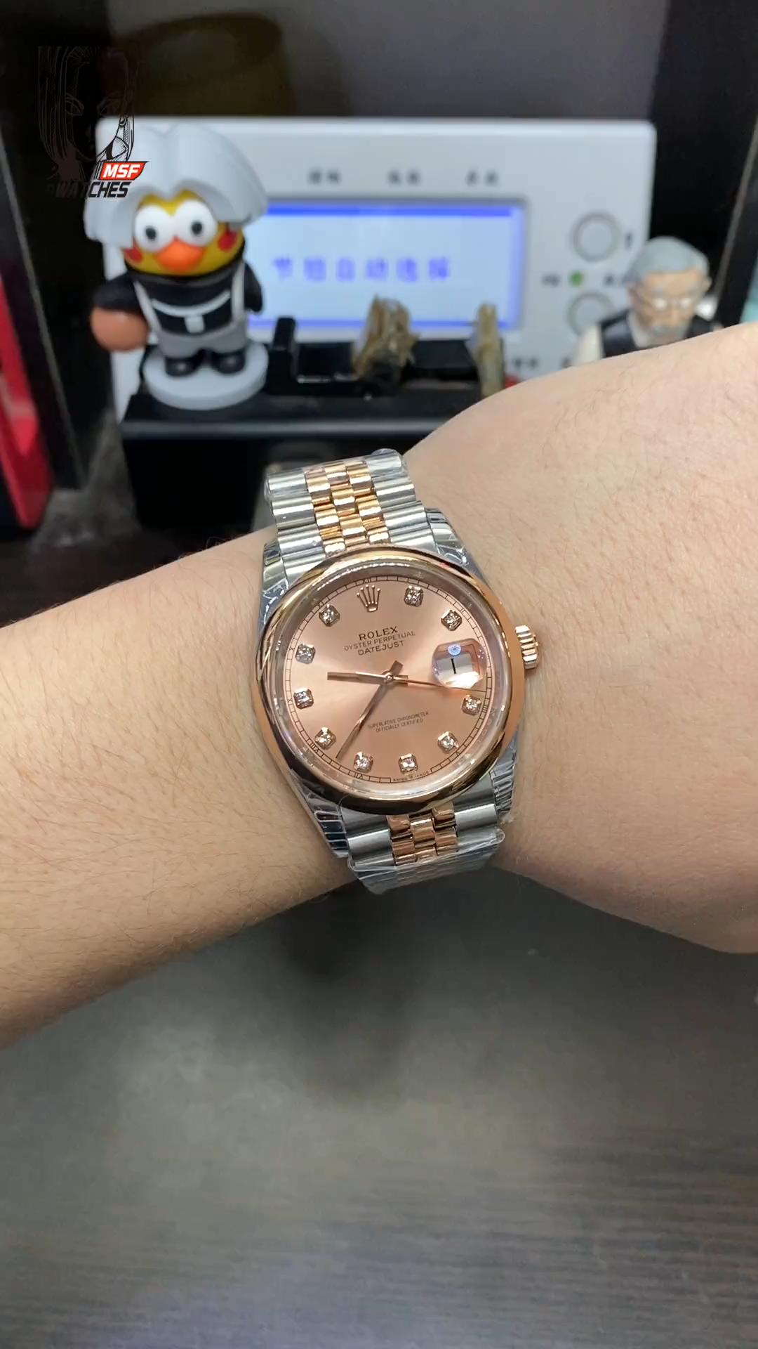 Rolex Datejust Series  Pink Dial with 18k rose gold case 36mm Size, Five-Link Steel Bracelet.