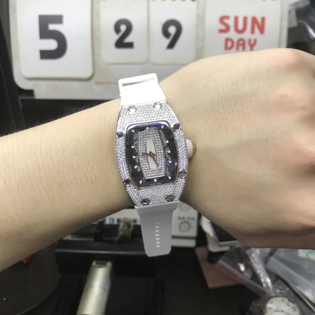 Richard Mille Women's Collection series RM 07-01 LADIES, Red Lips Fully Diamond-Set, 45.66 x 31.40mm size.