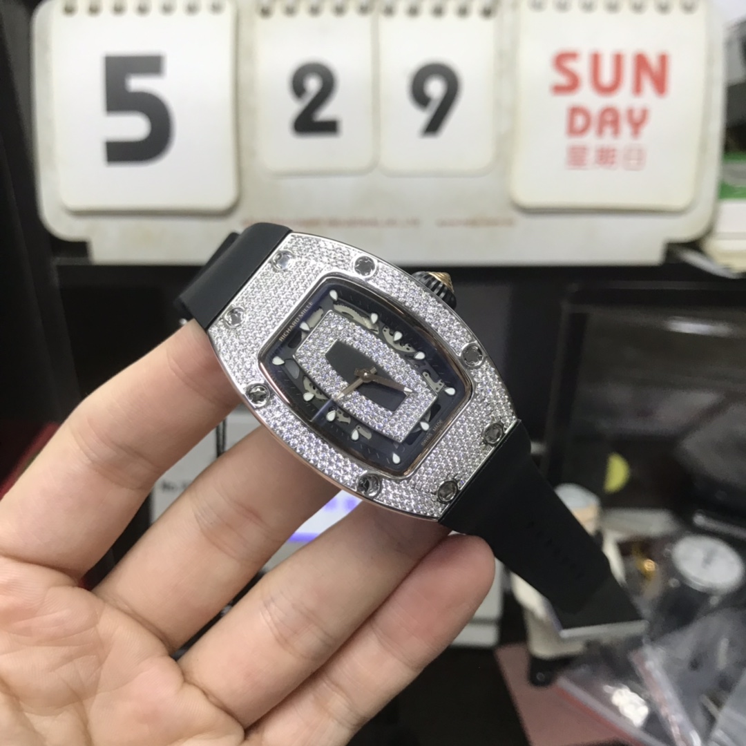 Richard Mille Women's Collection series RM07-01, Red Lips Silver Diamonds, 45.66 x 31.40mm size.