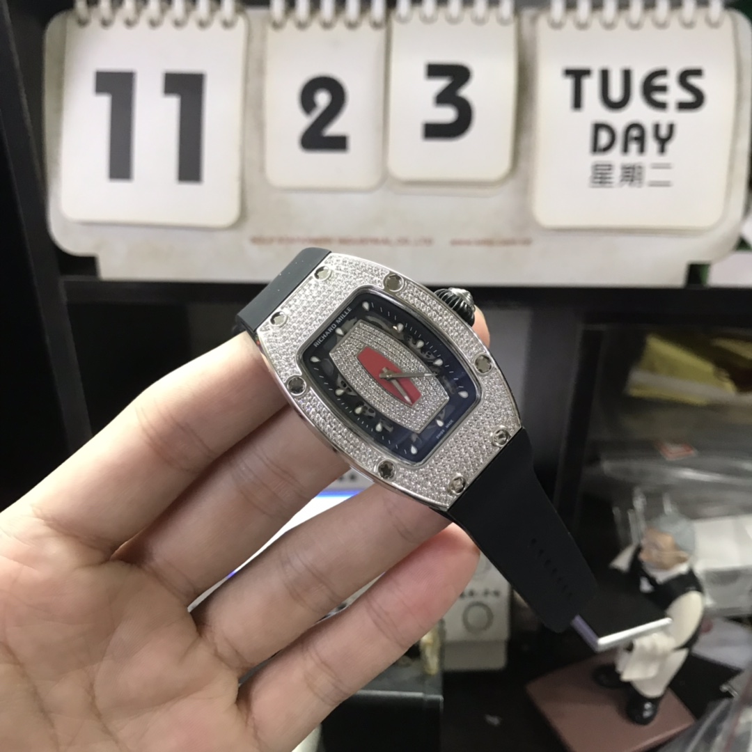 Richard Mille Women's Collection series RM 07-01, Red Lips Full Diamond Design, 45.66 x 31.40mm size.