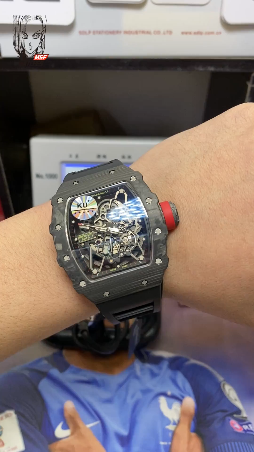 Richard Mille Men's Collection series RM 35-02, Carbon Fiber Case with Fluoroelastomer Strap.