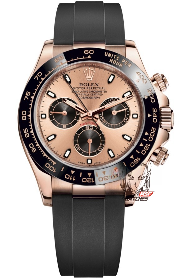 Rolex Cosmograph Daytona Series m116515ln-0018, rose gold case pink dial ceramic bezel, 40mm size.