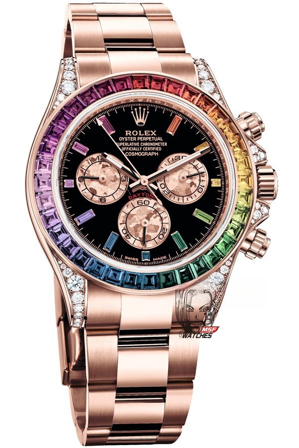 Rolex Cosmograph Daytona Series 18K ROSE GOLD, color gem scale, 40mm size.