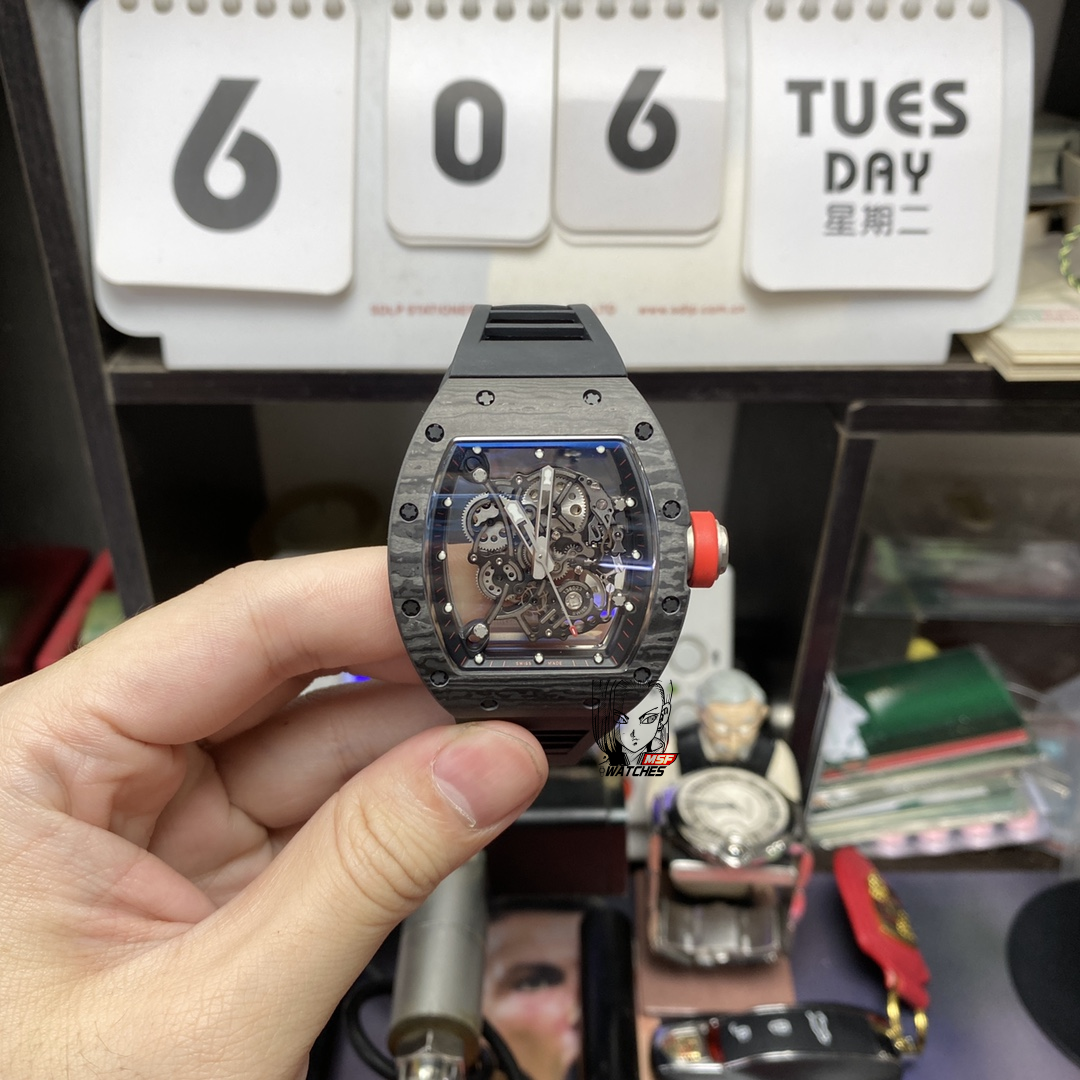 Richard Mille Men's Collection series RM055 NTPT, Carbon Fiber Case, 49.9 x 42.7mm Size.