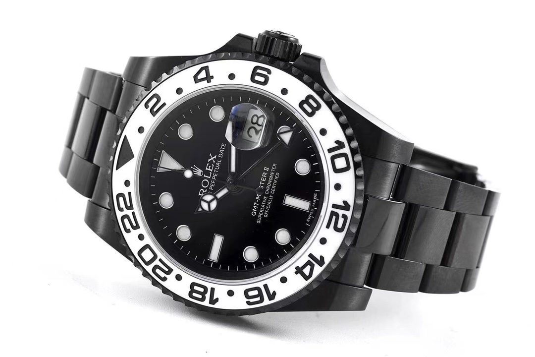 Rolex GMT-MASTER All ceramic CASE with black face and white Bezel, 40MM
