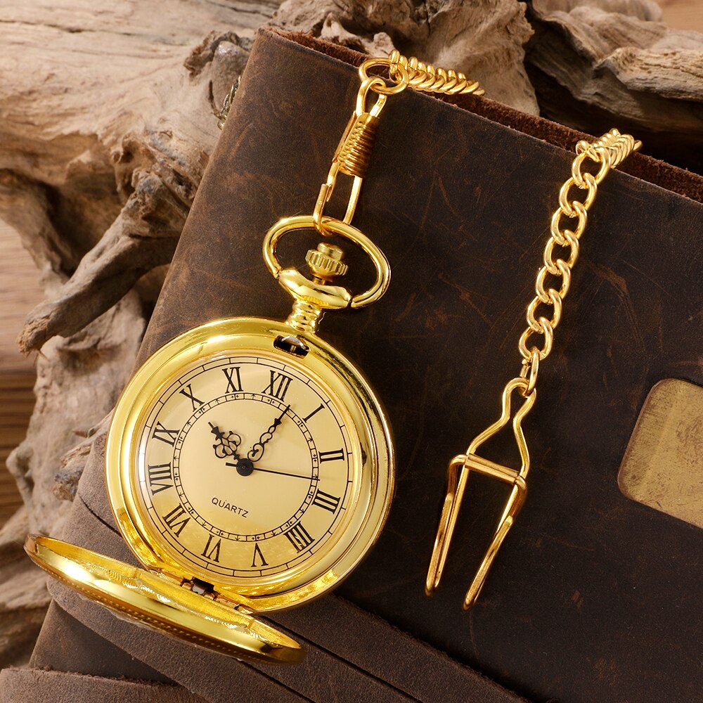 Antique Steampunk Vintage Roman Numerals Quartz Pocket Watch Multicolor Case Necklace Pendant Clock Chain Mens Women