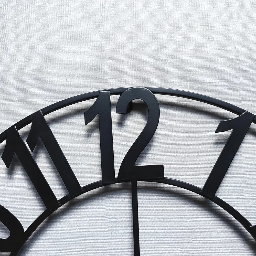24 Inch Metal Clock Large Hollow Farmhouse Decorative Wall Clock Silent Interior Decoration Iron Wall Clock for Home Decoration