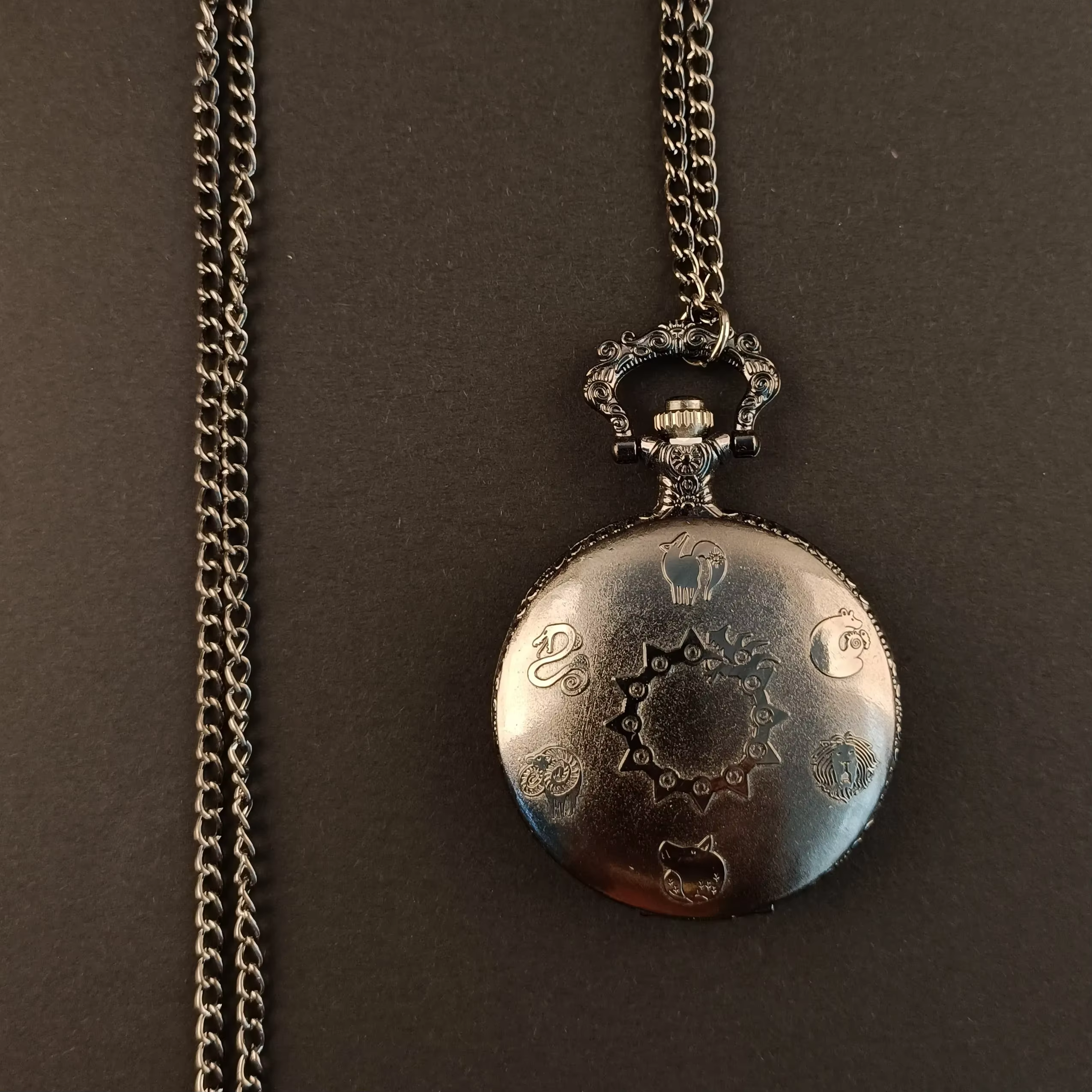 Vintage Full Hunter Quartz Pocket Watch Necklace All Black Cool Roman Numeral digital pocketwatch