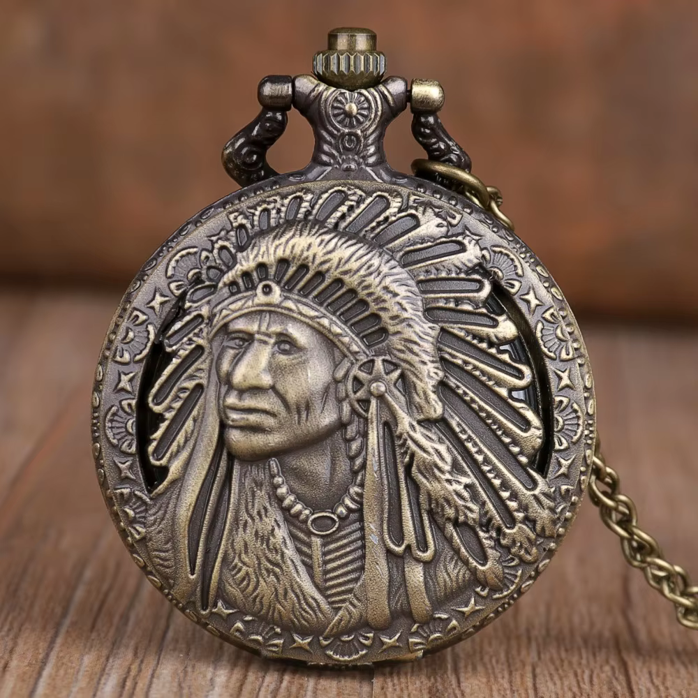 Collectible Souvenir Pendant Vintage Indian Design Pattern Pocket Watch For Men Personalised Antique Necklace Quartz Watches