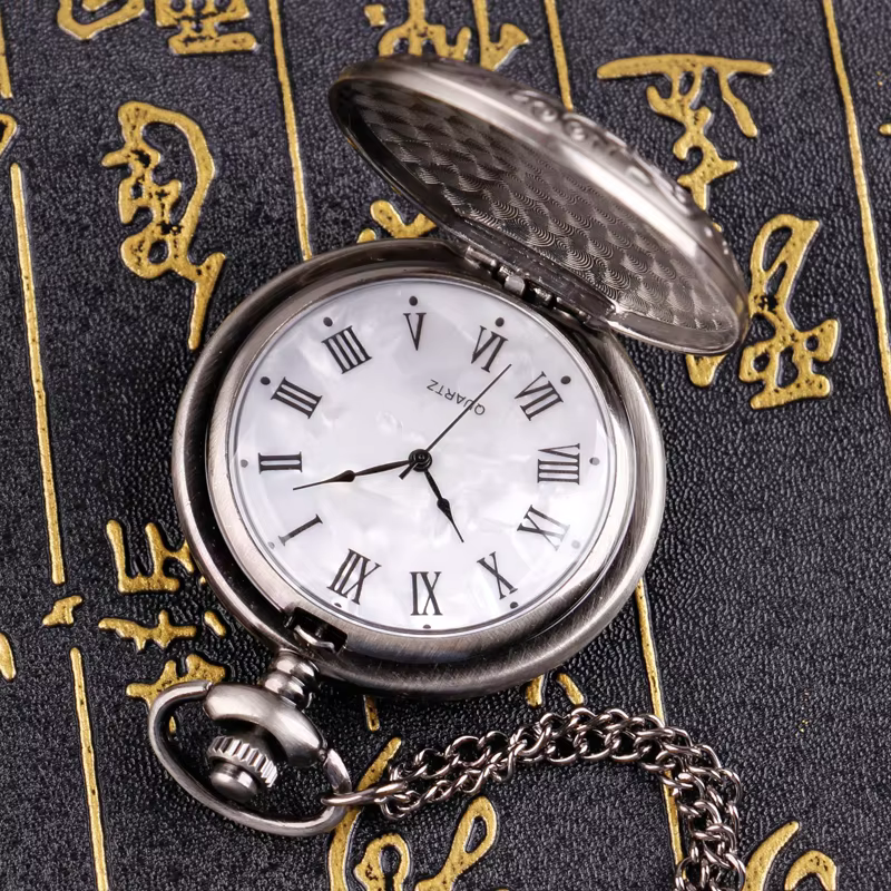 Quartz Pocket Watch Fashion Necklace Pendant Chain Jewelry Gift Steampunk Clock for Men Women